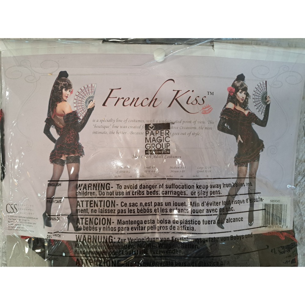 French Kiss Lady of Spain Costume Black Red Lace Dress Gloves Mantilla L 12-14 - Picture 10 of 10
